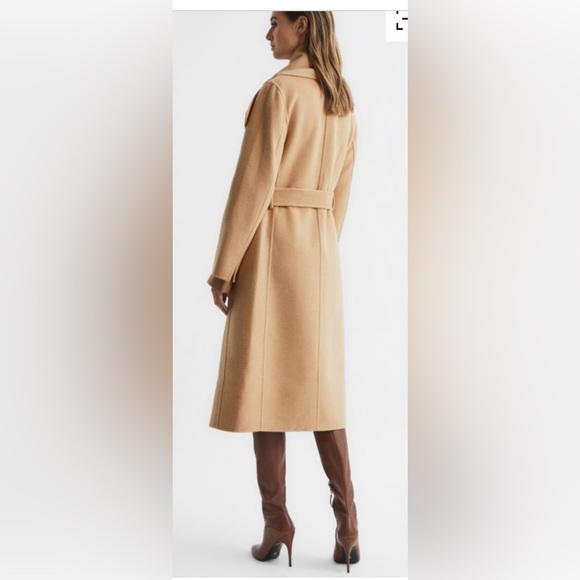 REISS Valentina Oversized Wool-Blend Coat Belted Jacket in Camel Size 4 - Picture 5 of 7